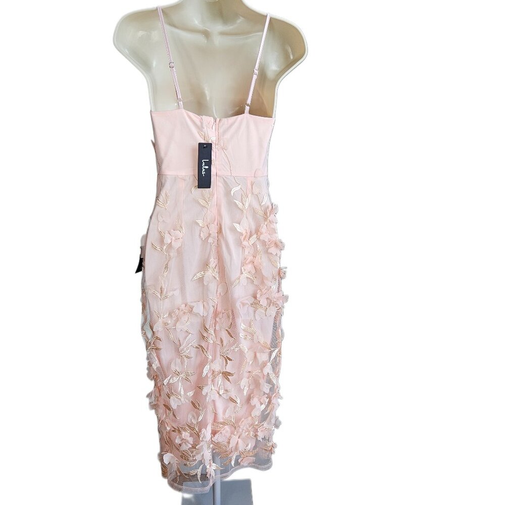 Lulus Limitless Adoration Blush Pink 3D Floral Embroidered Midi Dress - NWT, XS - Picture 2 of 12